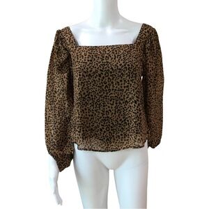 Lucca Womens Brown Cropped Square Neck Shirt Blouse Top Size Xs NWOT.